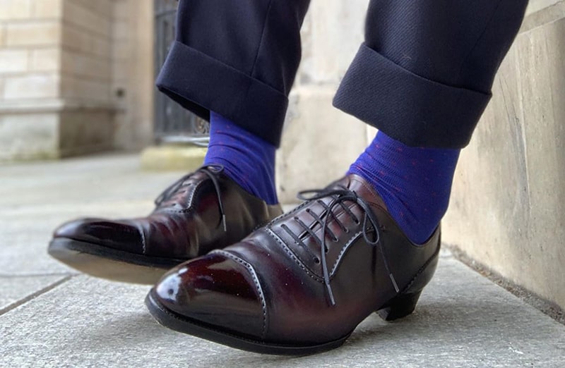 Luksusowe męskie eleganckie skarpety garniturowe na prezent. Egyptian Cotton - niebieskie, czerwień. Do jeansów i garnituru.