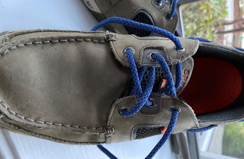 Niebieskie okrągłe odblaskowe sznurowadła, sznurówki, sznury do sneakersów, kicksów, Adidas NMD R1, Ultra Boost, Yeezy 350. Customizacja butów Lace Lab.