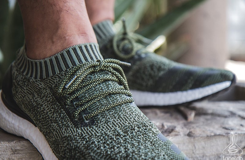 Oliwkowo czarne okrągłe sznurowadła do butów LACE LAB Rope, personalizacja obuwia, custom, customizacja adidasów
