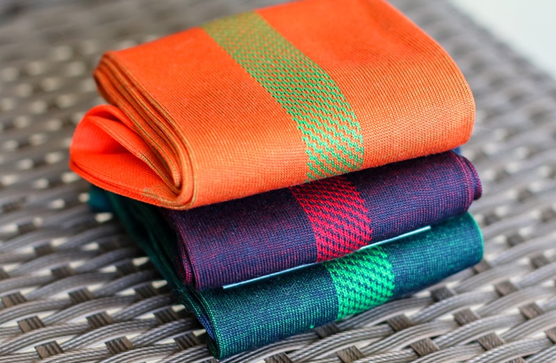 Luksusowe męskie eleganckie skarpety garniturowe na prezent. Egyptian Cotton - pomarańczowo zielone. Do jeansów i garnituru.