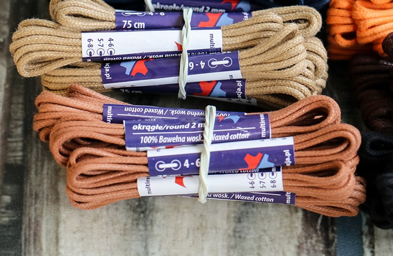 Woskowane rude sznurowadla okragle 2mm woskowane wytrzymale do butow