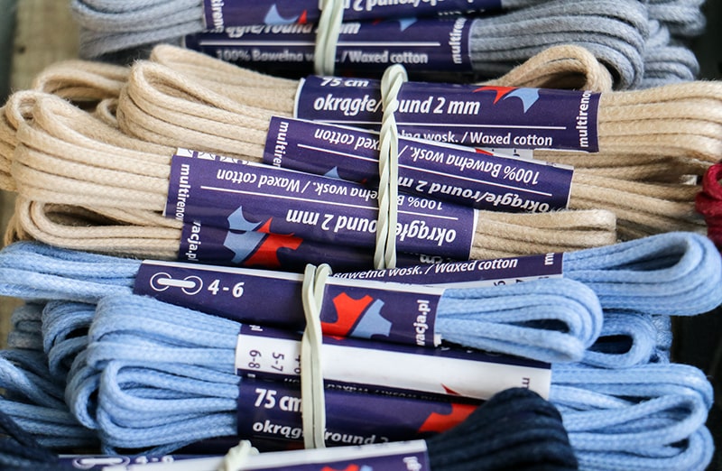 Woskowane błękitne sznurowadla okragle 2mm woskowane wytrzymale do butow