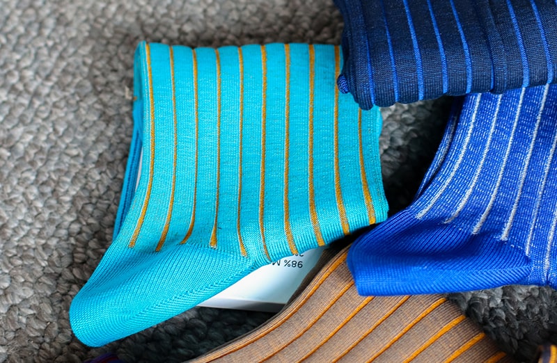 Skarpety, skarpetki, podkolanówki Shadow do garnituru - turkus, musztard, idealne na prezent