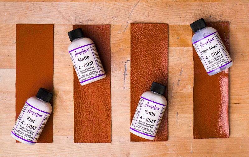 Lakiery wykończeniowe do butów, skór, jeansu, bawełnianych koszulek, ubrań. Wysoki połysk, mat, satyna, flat. Angelus 4-coat finisher.
