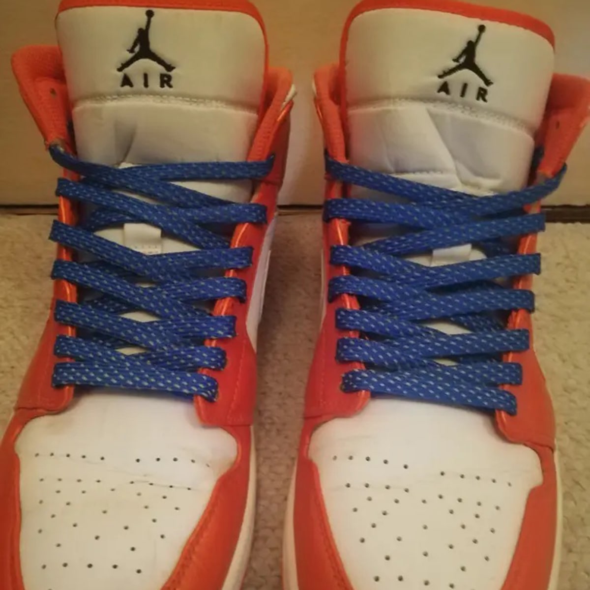 Niebieskie płaskie odblaskowe sznurowadła, sznurówki, sznury do sneakersów, kicksów, nike air max, jordanów, jordan . Customizacja butów Lace Lab.