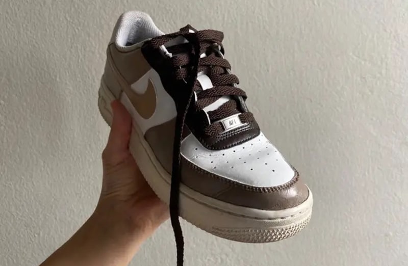 Sznurowadła płaskie ciemnobrązowe do butów LACE LAB laces, personalizacja obuwia, custom, malowanie adidasów