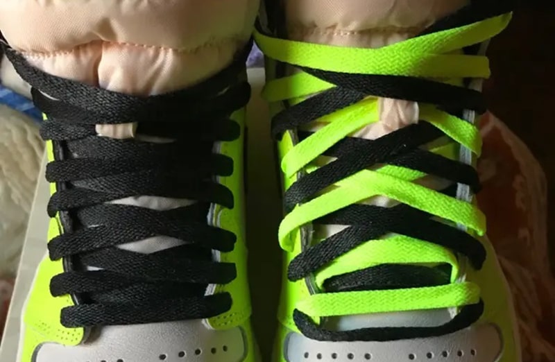 Sznurowadła płaskie zielone do butów LACE LAB neon laces, personalizacja obuwia, custom, malowanie adidasów