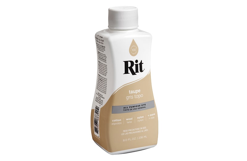Taupe Rit Dye Liquid - barwnik do ubrań, odzieży, tkanin, jeansu w ciemnoszarnym kolorze.