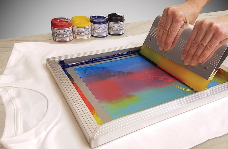 Zestaw do sitodruku Jacquard z farbami półtransparentnymi – idealny na jasne tkaniny
