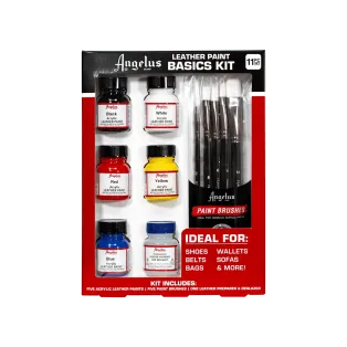 ANGELUS Acrylic Leather Paint Basics Kit / Zestaw farb i pędzelków do malowania Sneakersów i Jeansu