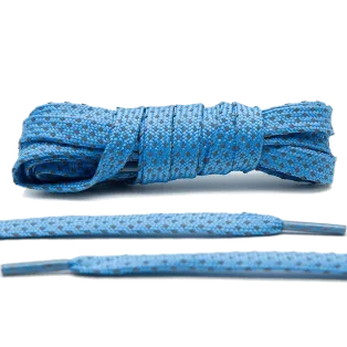 LACE LAB Reflective FLAT 2.0 Laces 9mm Cove Blue - Płaskie niebieskie sznurówki do butów