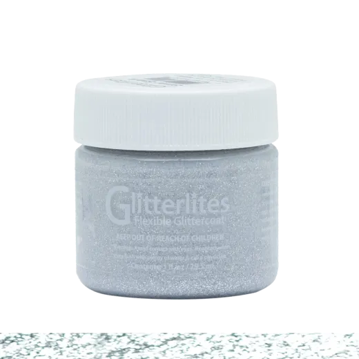 Srebrna akrylowa brokatowa farba do customizacji i rękodzieła. Farby z brokatem do butów, jeansu, ubrań, skór, tkanin. 