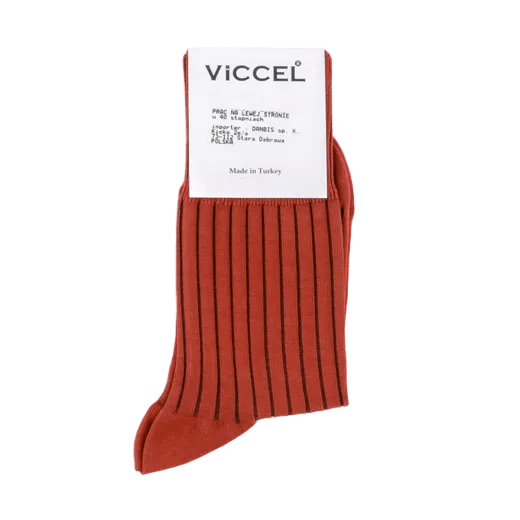 Eleganckie skarpety, garniturowe skarpety męskie Viccel Shadow tabakowo brązowe Skarpetki z wydzieleniami idealne na prezent. Do garnituru, do jeansu, do chinosów.