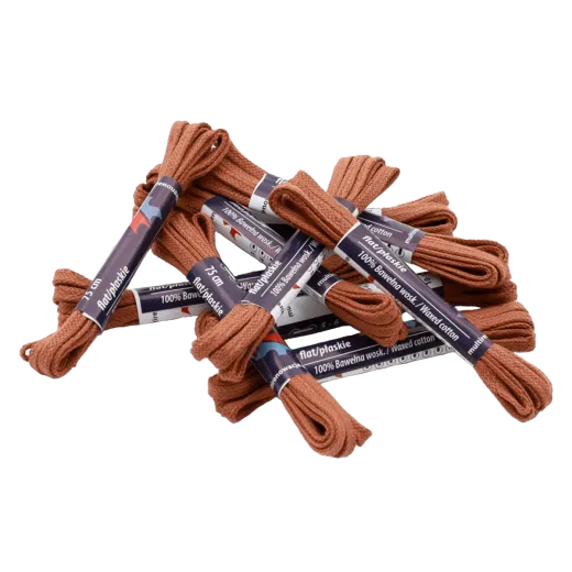 Wytrzymałe rude sznurowadła cienkie płaskie woskowane