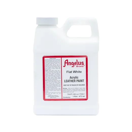 Biała matowa farba Angelus do customizacji sneakersów i jeansu. Białe matowe farby akrylowe do skór licowych i tkanin. Stosowane do butów, katan, toreb