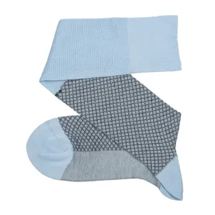 VICCEL / CELCHUK Knee Socks Fish Net Sky Blue / Navy Blue - Luksusowe podkolanówki