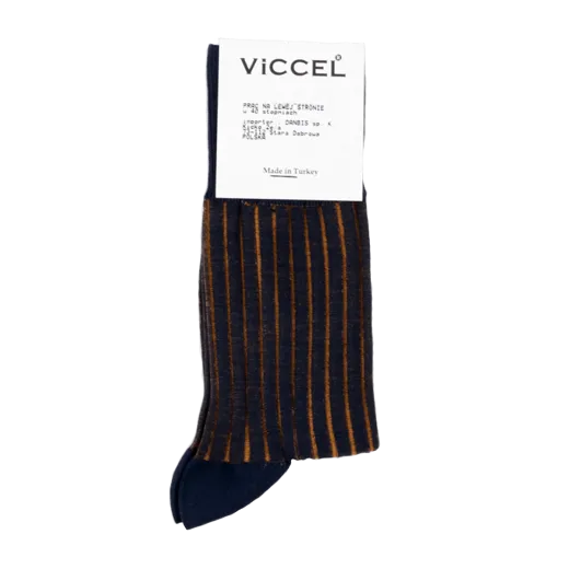 Eleganckie skarpety, garniturowe skarpety męskie Viccel Shadow granatowo musztardowe.
