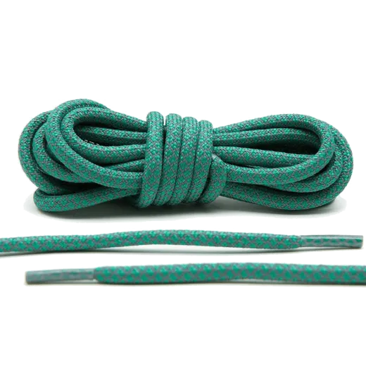 Odblaskowe okrągłe sznurowadła zielone,  stworzone  do popularnych modeli Yeezy boots
czy innych modeli Adidasa.