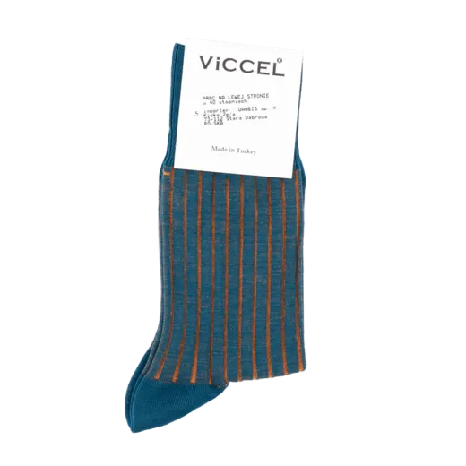 eleganckie zielone z wydzielaniami musztardowymi skarpety męskie viccel socks shadow stripe petrolium green mustard