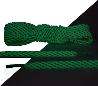 LACE LAB Reflective FLAT 2.0 Laces 9mm Glow in the Dark - Płaskie świecące w ciemności sznurówki do butów