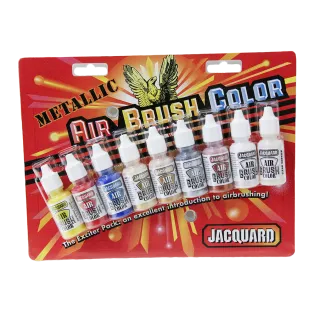 JACQUARD Metallic Airbrush Color Exciter Pack 9x 0.5oz / Metaliczne farby akrylowe do aerografu