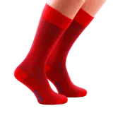 Casualowe męskie skarpety czerwone z niebieskimi wydzieleniami. Skarpety do trampek i butów eleganckich.