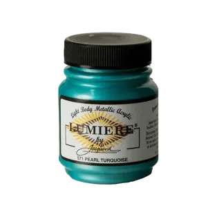 JACQUARD Lumiere Pearlescent Paint 2.25oz #571 PEARL TURQUOISE / TURKUSOWA perłowa farba akrylowa do rękodzieła