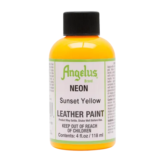 Pomarańczowożóła neonowa farba do customizacji sneakersów i jeansu Angelus Neon Acrylic Leather Paint 4oz. Farby UV do malowania butów.