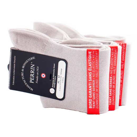 PERRIN Men Socks 384 Gris Clair NO ELASTIC / Jasno szare bezuciskowe skarpety