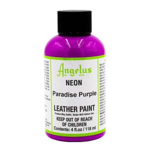 Fioletowa neonowa farba do customizacji sneakersów i jeansu Angelus Neon Acrylic Leather Paint 1oz. Farby UV do malowania butów.