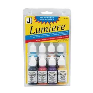 JACQUARD Lumiere Mini Exciter Pack 8x 0.5oz / Zestaw metalicznych i perłowych farb akrylowych do rękodzieła