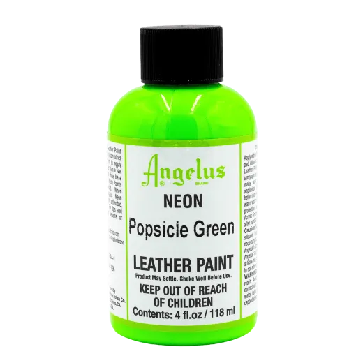 Jasnozielona neonowa farba do customizacji sneakersów i jeansu Angelus Neon Acrylic Leather Paint 1oz. Farby UV do malowania butów.