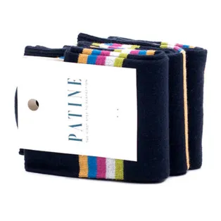 PATINE Socks PAPA02-0006 / Czarne skarpety w kolorowe paski