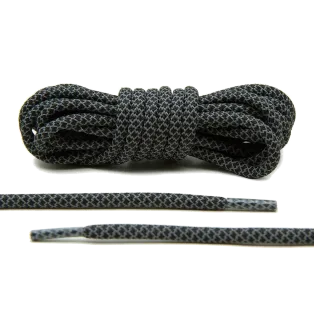 LACE LAB 3M Reflective Laces 5mm Black / Odblaskowe czarne okrągłe sznurowadła do butów