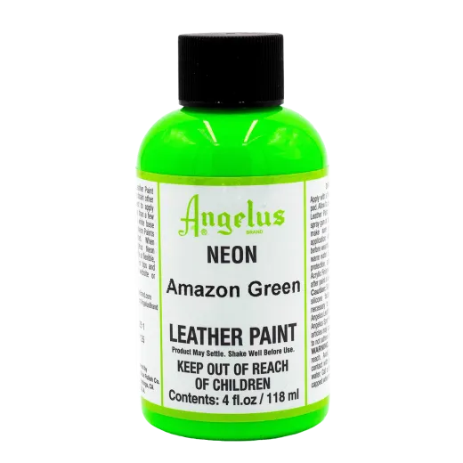 Zielona neonowa farba do customizacji sneakersów i jeansu Angelus Neon Acrylic Leather Paint 1oz. Farby UV do malowania butów.