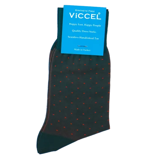 eleganckie zielone skarpety męskie bawełniane viccel socks pindot green orange