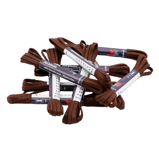 Wytrzymałe brązowe sznurowadła cienkie płaskie woskowane