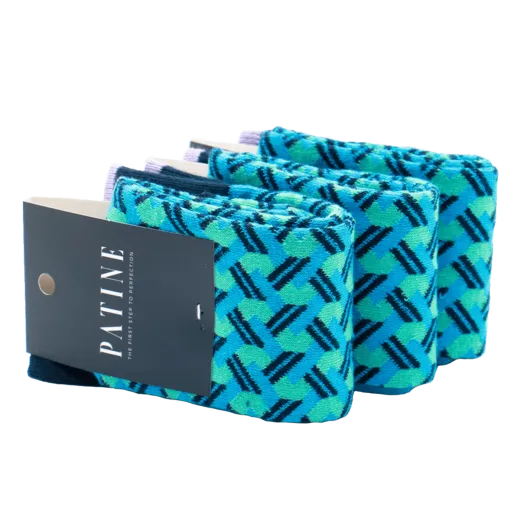 niebieskie w seledynowy wzór skarpety męskie