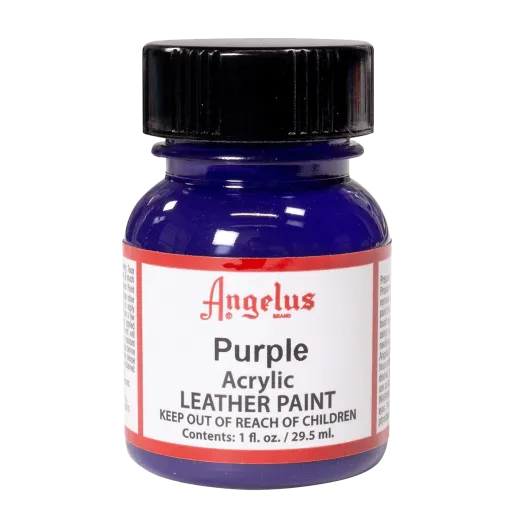 Purpurowa farba Angelus do customizacji sneakersów i jeansu. Purpurowe farby akrylowe do skór licowych i tkanin. Stosowane do butów, katan, toreb