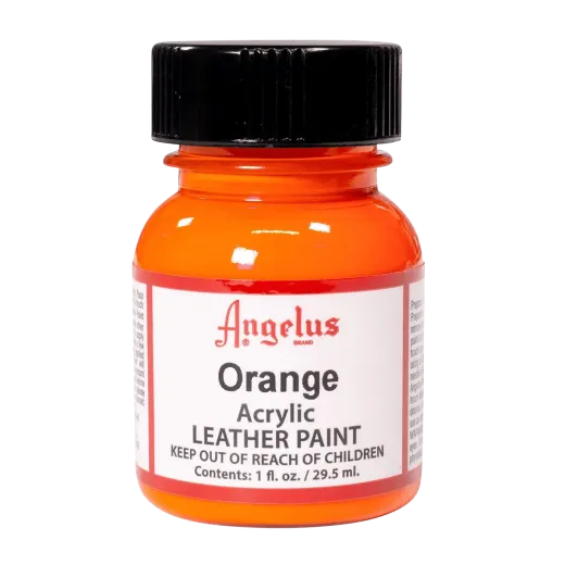 Pomarańczowa farba Angelus do customizacji sneakersów i jeansu. Pomarańczowe farby akrylowe do skór licowych i tkanin. Stosowane do butów, katan, toreb