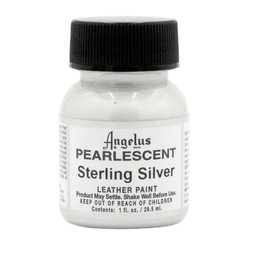 Srebrne Opalizujące farby perłowe akrylowe do customizacji sneakersów, jeansu i tkanin Angelus Pearlscent Acrylic Leather Paint.