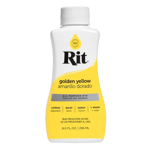 uniwersalny ZŁOTOŻÓŁTY barwnik do tkanin i innych powierzchni w formie płynnej RIT DYE GOLDEN YELLOW.