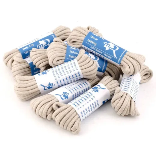 Wytrzymałe wzmacniane jasno szare sznurowadła do butów trekkingowych