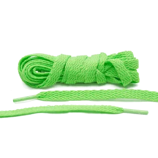 LACE LAB Flat Shoe Laces 8mm Neon Green / Zielone płaskie sznurowadła do butów
