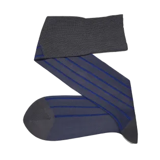 VICCEL / CELCHUK Knee Socks Shadow Stripe Gray / Royal Blue - Cienkie podkolanówki męskie