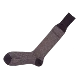 brązowe podkolanówki męskie z wełny viccel knee socks herringbone charcaol gray
