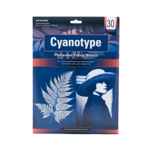 JACQUARD Cyanotype SHEETS - Zestaw 30 tkanin cyjanotypowych do artystycznych odbitek światłoczułych