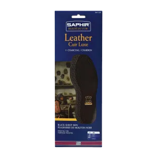 SAPHIR BDC Insoles BLACK Leather on Charcoal - Czarne skórzane wkładki do butów