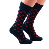 granatowe w czerwone grochy skarpety męskie bawełniane idealne do butów eleganckich 