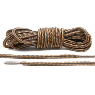 LACE LAB Black / Tan Boot Laces 4mm - Okrągłe sznurowadła do traperów